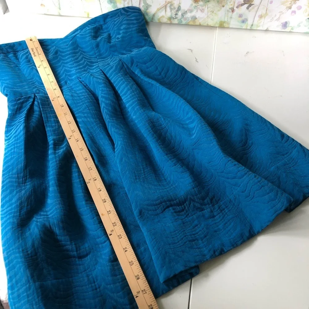 REBECCA TAYLOR Women’s Sweetheart Neckline Zebra Print Blue Dress Size 10